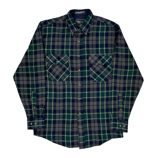 Outdoor Exchange Checked Flannel Shirt - Small Blue Acrylic