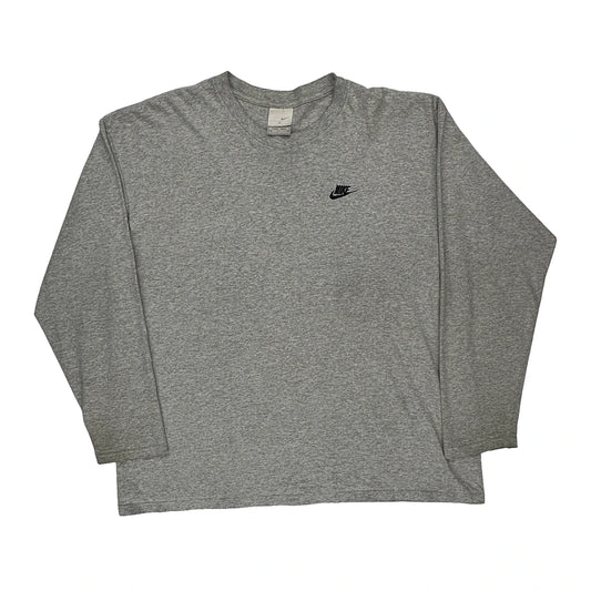 Nike Long Sleeve T-Shirt - XL Grey Cotton
