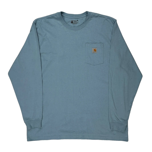 Carhartt Long Sleeve T-Shirt - 2XL Blue Cotton