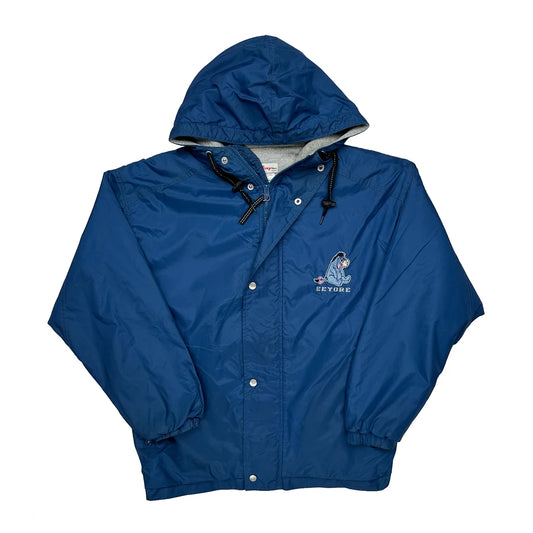 Vintage Eeyore Embroidery Disney Cartoon Windbreaker - Small Blue Nylon