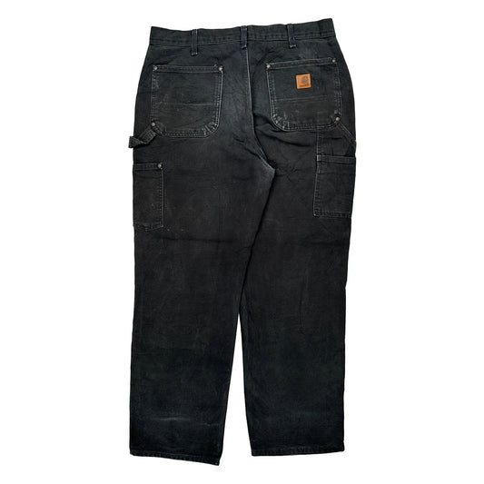 Vintage Carhartt B136 Blk Double Knee Carpenter Trousers - 34W 31L Black Cotton
