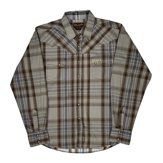 Vintage Wrangler Checked Shirt - Large Brown Cotton