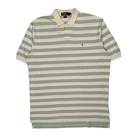 Polo By Ralph Lauren Striped Polo Shirt - XL Cream Cotton