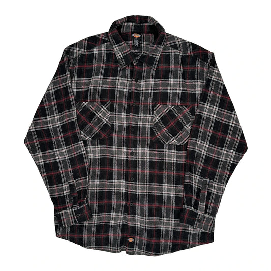 Dickies Checked Flannel Shirt - XL Black Cotton Blend