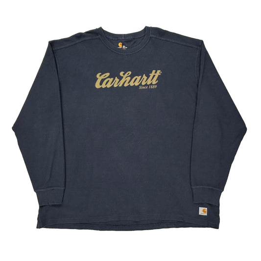 Carhartt Long Sleeve T-Shirt - 3XL Navy Cotton