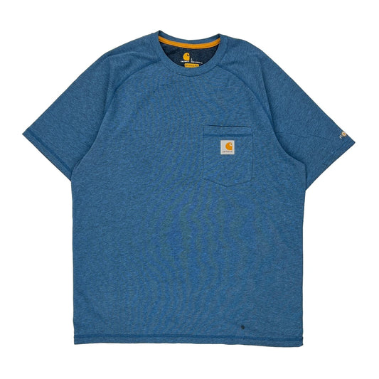 Carhartt T-Shirt - Large Blue Polyester Blend