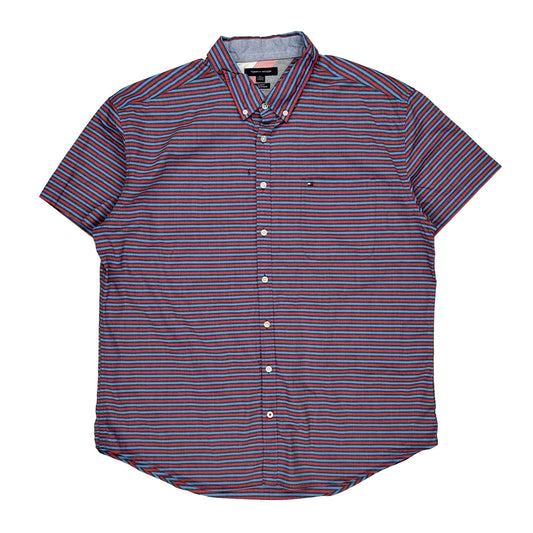 Tommy Hilfiger Striped Short Sleeve Shirt - 2XL Multicoloured Cotton