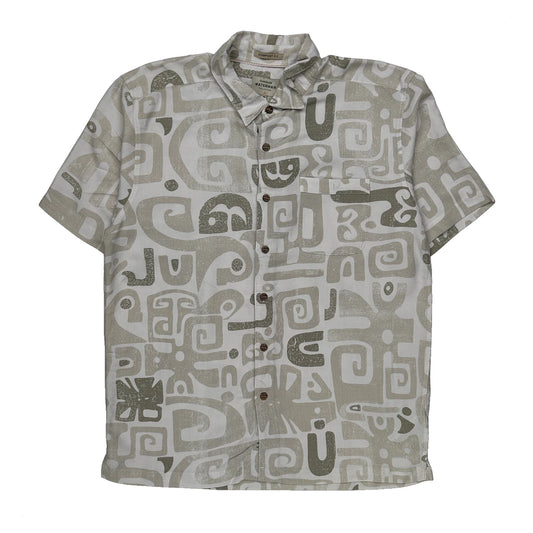 Vintage Quiksilver Short Sleeve Shirt - Medium Beige Cotton