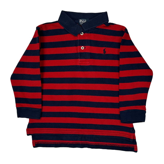 Vintage Age 3-4 Polo By Ralph Lauren Striped Polo Shirt - XS Red Cotton