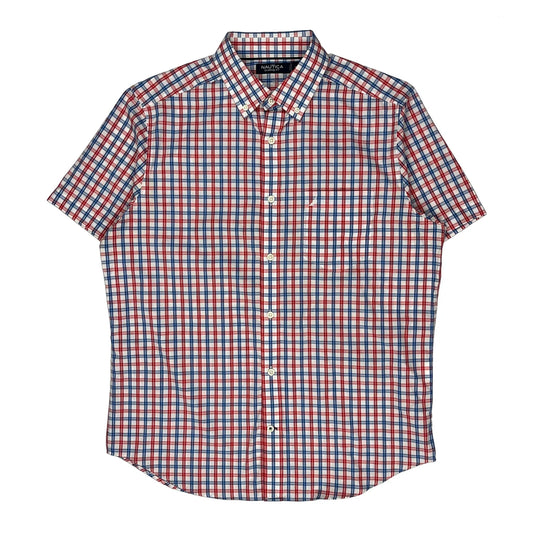 Vintage Nautica Checked Short Sleeve Shirt - Medium Multicoloured Cotton