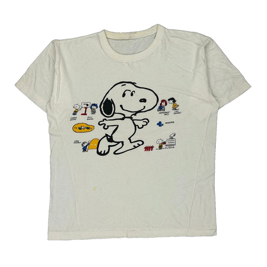 Peanuts Snoopy Single Stitch T-Shirt - Large White Cotton