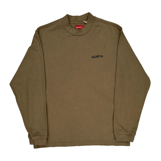 Supreme Long Sleeve T-Shirt - Small Khaki Cotton