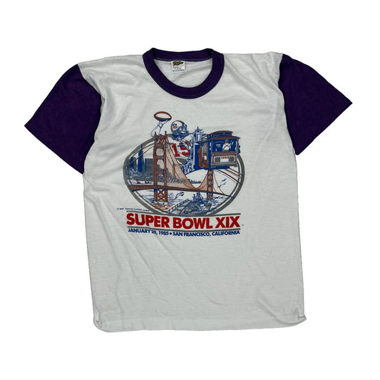 1985 Super Bowl Xix Trench Nfl T-Shirt - Large Purple Cotton Blend