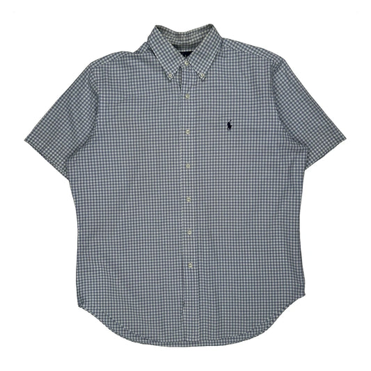 Ralph Lauren Checked Short Sleeve Shirt - Large Blue Cotton