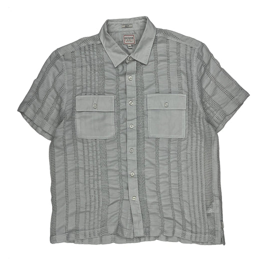 Guess Slim Fit Short Sleeve Shirt - Medium Grey Cotton