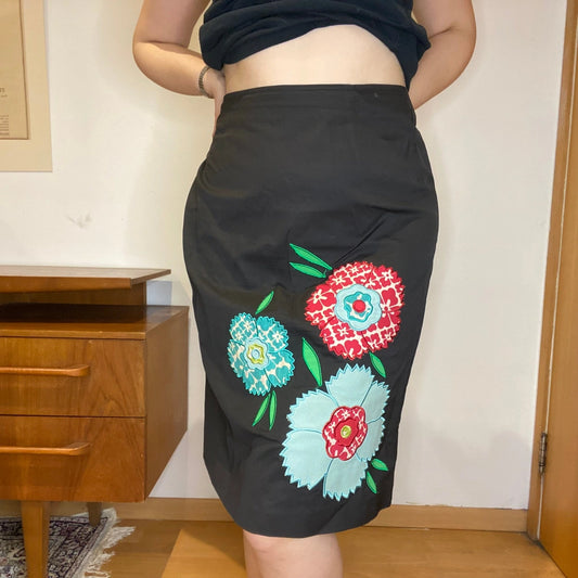 Vintage black Moschino Jeans Midi Skirt - womens 32" waist