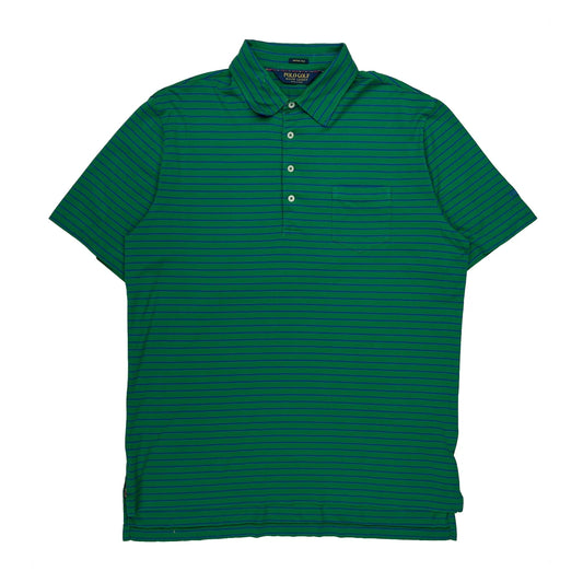 Vintage Polo By Ralph Lauren Striped Polo Shirt - Large Green Cotton