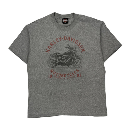 Harley Davidson Graphic T-Shirt - XL Grey Cotton