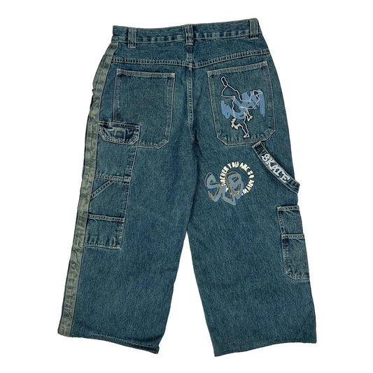 Skateboarding X-Maii Graphic Carpenter Trousers - 30W 19L Blue Denim