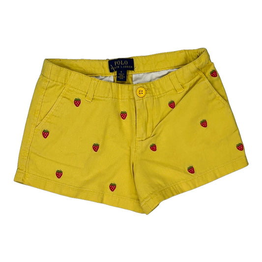Strawberry Embroidery Age 6 Polo By Ralph Lauren Shorts - Small Yellow Cotton