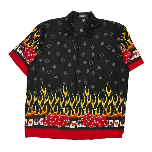 Ferugini Hawaiian Shirt - 2XL Black Polyester