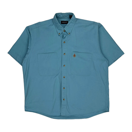 Gant Short Sleeve Shirt - Large Blue Cotton