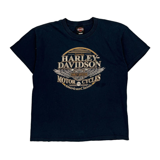 American Classic Harley Davidson Graphic T-Shirt - Large Navy Cotton