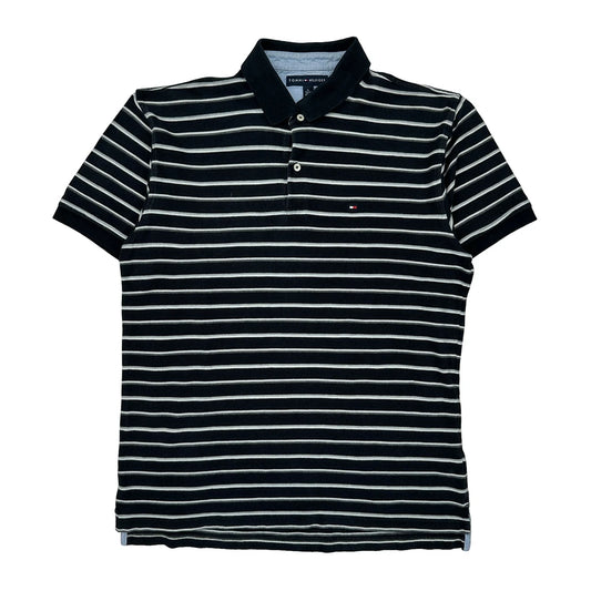 Tommy Hilfiger Striped Polo Shirt - XL White Cotton
