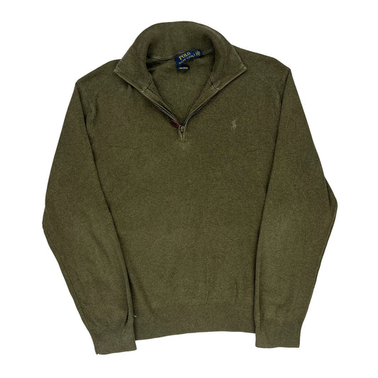 Polo By Ralph Lauren 1/4 Zip - Large Khaki Cotton