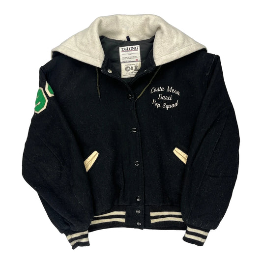 Costa Mesa Dance Pep Squad Delong Varsity Jacket - Large Black Wool Blend