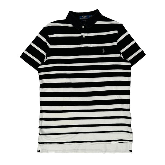 Polo By Ralph Lauren Striped Polo Shirt - Large Black & White Cotton