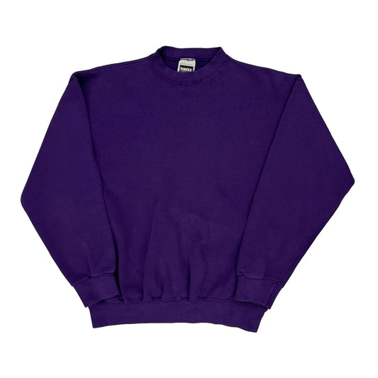 90S Blank Made In USA Tultex Sweatshirt - Large Purple Cotton Blend