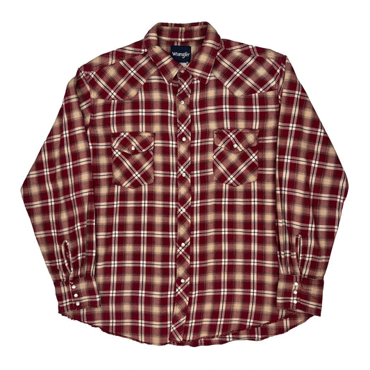 Wrangler Checked Flannel Shirt - XL Red Cotton