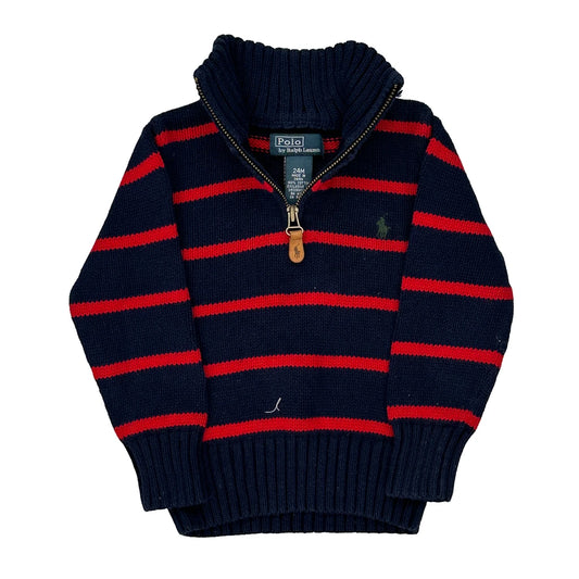 Age 24 Months Polo By Ralph Lauren Striped 1/4 Zip - 2XS Navy Cotton