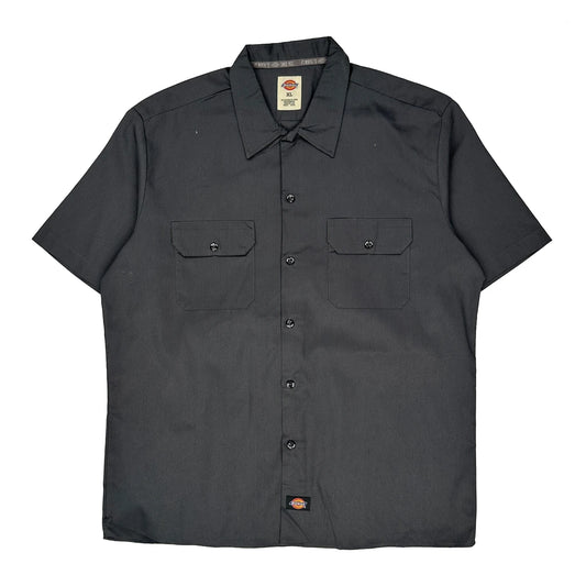 Vintage Dickies Short Sleeve Shirt - XL Black Polyester Blend