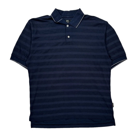Vintage Nike Golf Striped Polo Shirt - Large Navy Cotton
