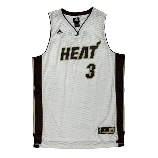 Miami Heat Adidas Dwayne Wade Jersey - XL White Polyester