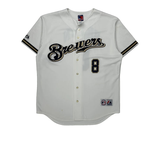 Vintage Brewers Majestic Mlb Jersey - Large White Polyester