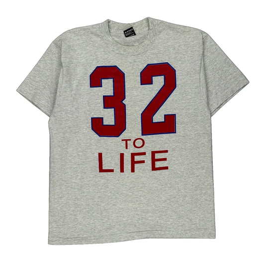 Single Stitch Fruit Of The Loom Graphic T-Shirt - Large Blue Cotton Blend