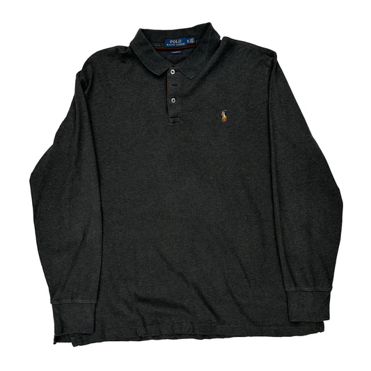 Polo By Ralph Lauren Long Sleeve Polo Shirt - XL Grey Cotton