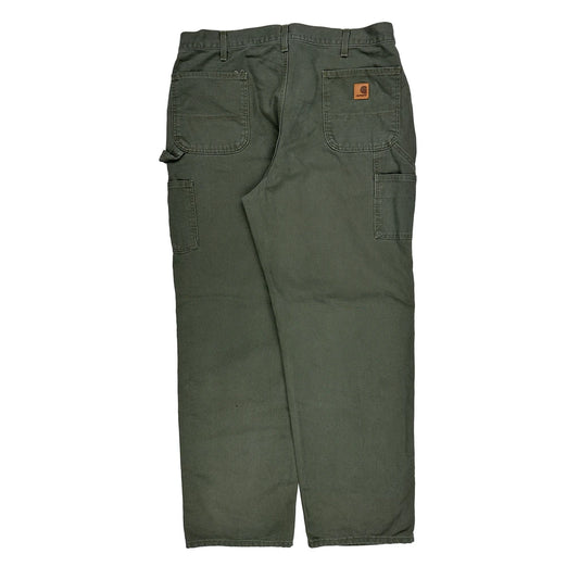 Original Dungaree Fit Carhartt B11 Mos Carpenter Trousers - 38W 33L Green Cotton