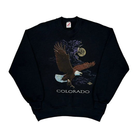 Vintage Made In USA Jerzees Eagle Sweatshirt - XL Black Cotton