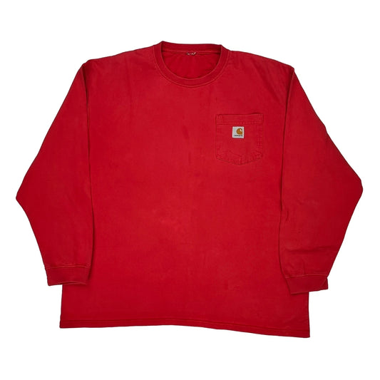 Carhartt Long Sleeve T-Shirt - 2XL Red Cotton