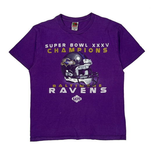 Vintage Baltimore Ravens Fruit Of The Loom Nfl T-Shirt - Large Purple Cotton