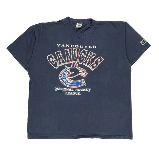 Vancouver Canucks Bulletin Athletics Single Stitch T-Shirt - XL Navy Cotton