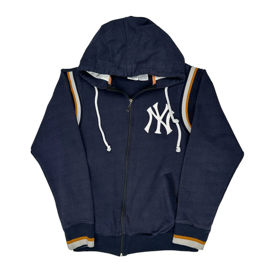 New York Yankees Majestic Graphic Zip Through Hoodie - Large Navy Cotton