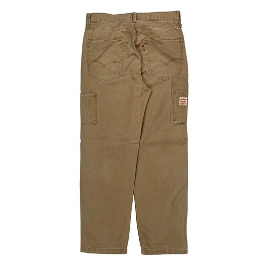 Vintage Levis Double Knee Carpenter Trousers - 32W 32L Beige Cotton