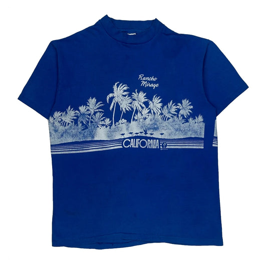 California Hanes Single Stitch T-Shirt - Large Blue Cotton