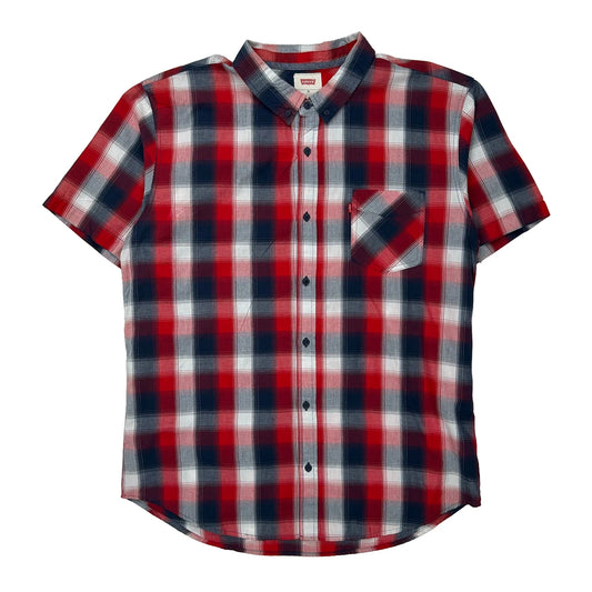 Levis Checked Short Sleeve Shirt - 2XL Blue Cotton