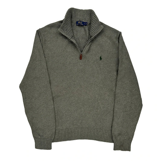 Polo By Ralph Lauren 1/4 Zip - Large Grey Cotton